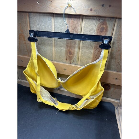 Victorias Secret Yellow Lined Perfect Coverage Bra 38D Lace Trim & Bow - Picture 4 of 7
